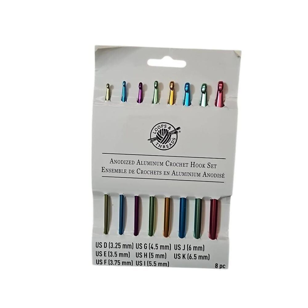 Loops & Threads Anodized Aluminum Crochet Hook 8 Piece Set